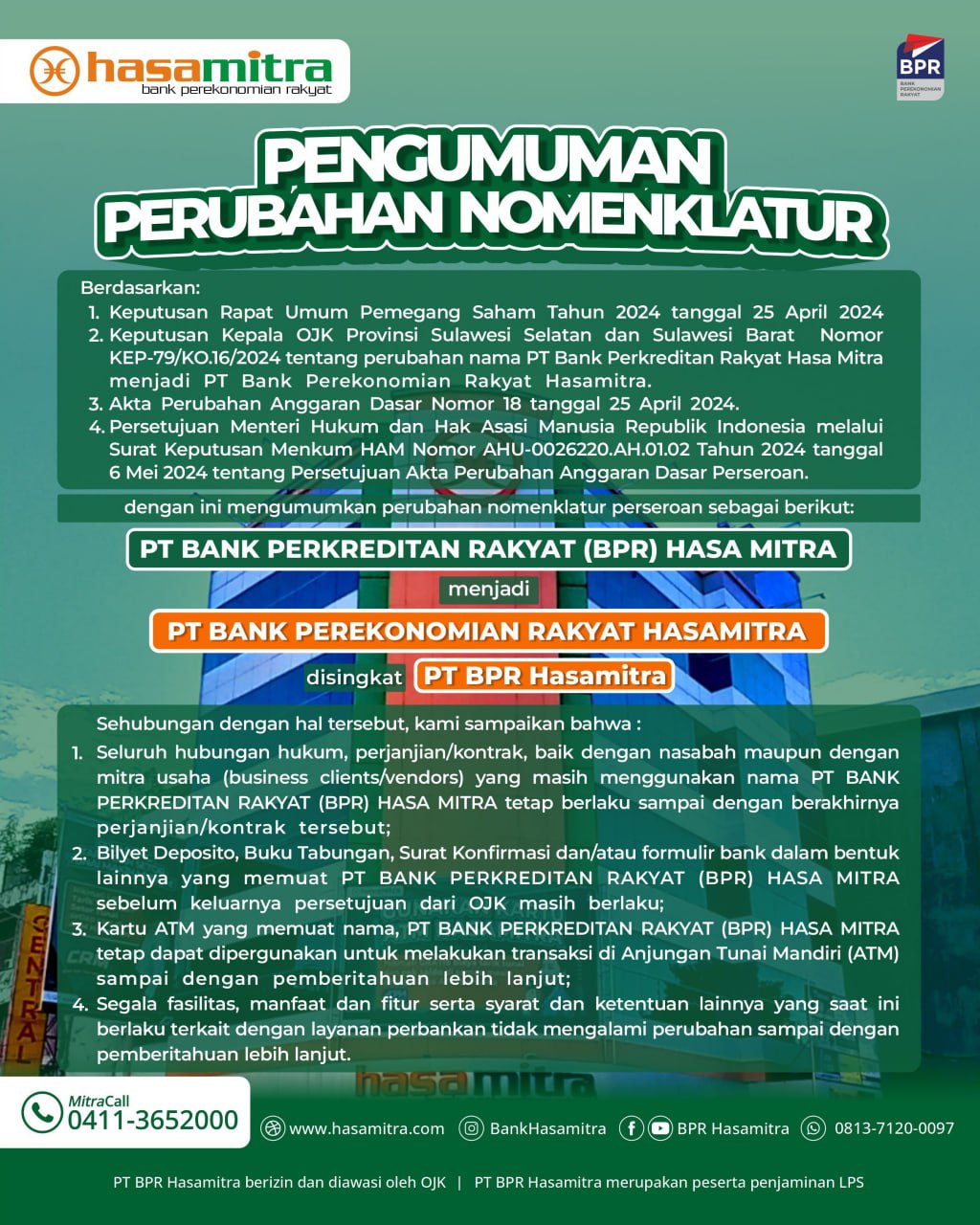 pengumuman perubahan